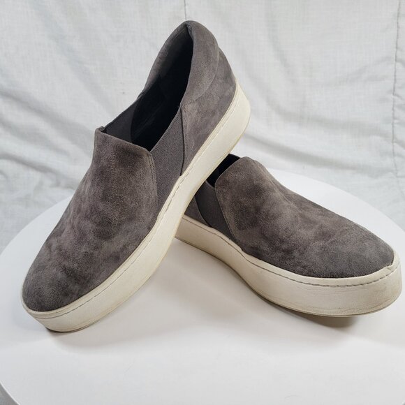 Vince Warren Slip On Microsuede Platform Flat Sneakers Gray Womens Size 8 - Picture 1 of 9